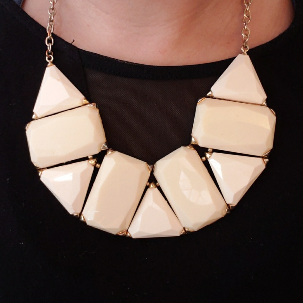 Gold and Cream Stone Statement Necklace